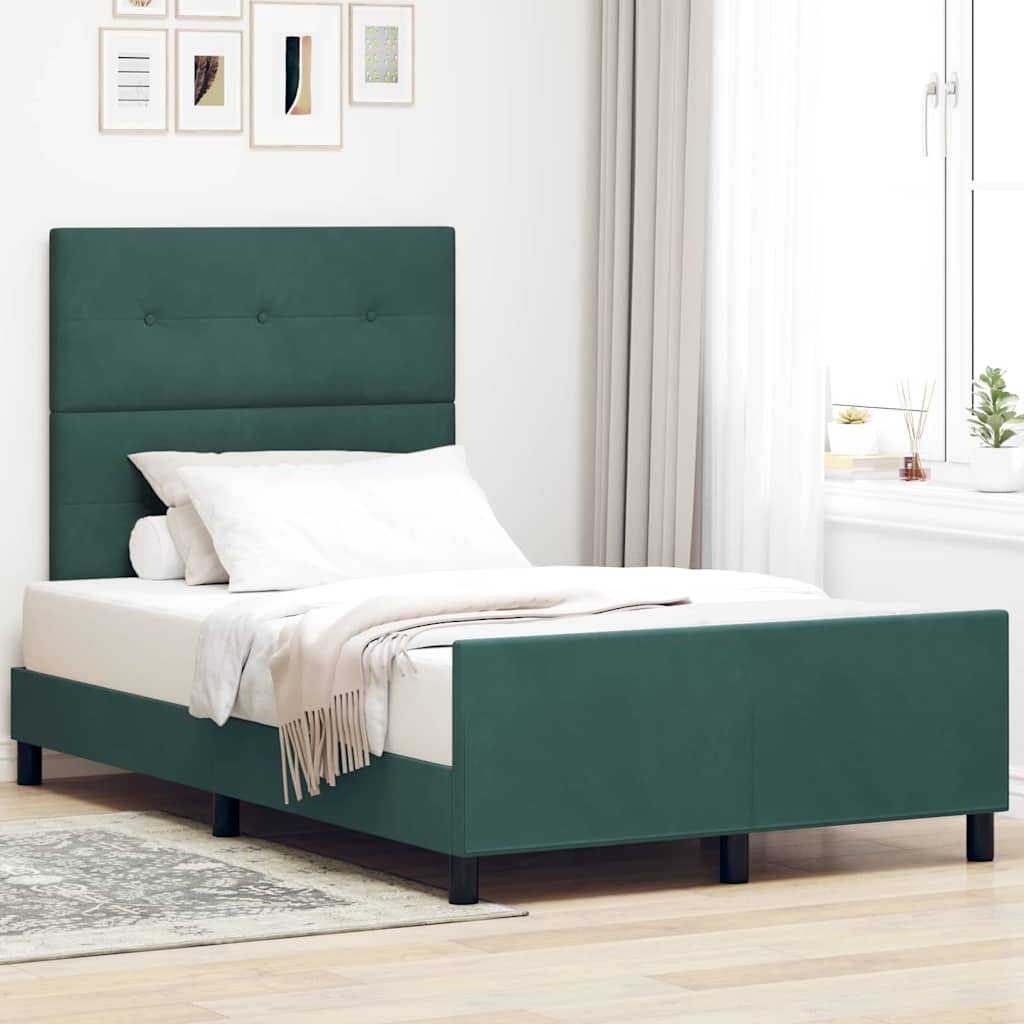 Boxspringbed met hoofdeinde Donkergroen 120 x 200 cm Fluweel – afbeelding 1