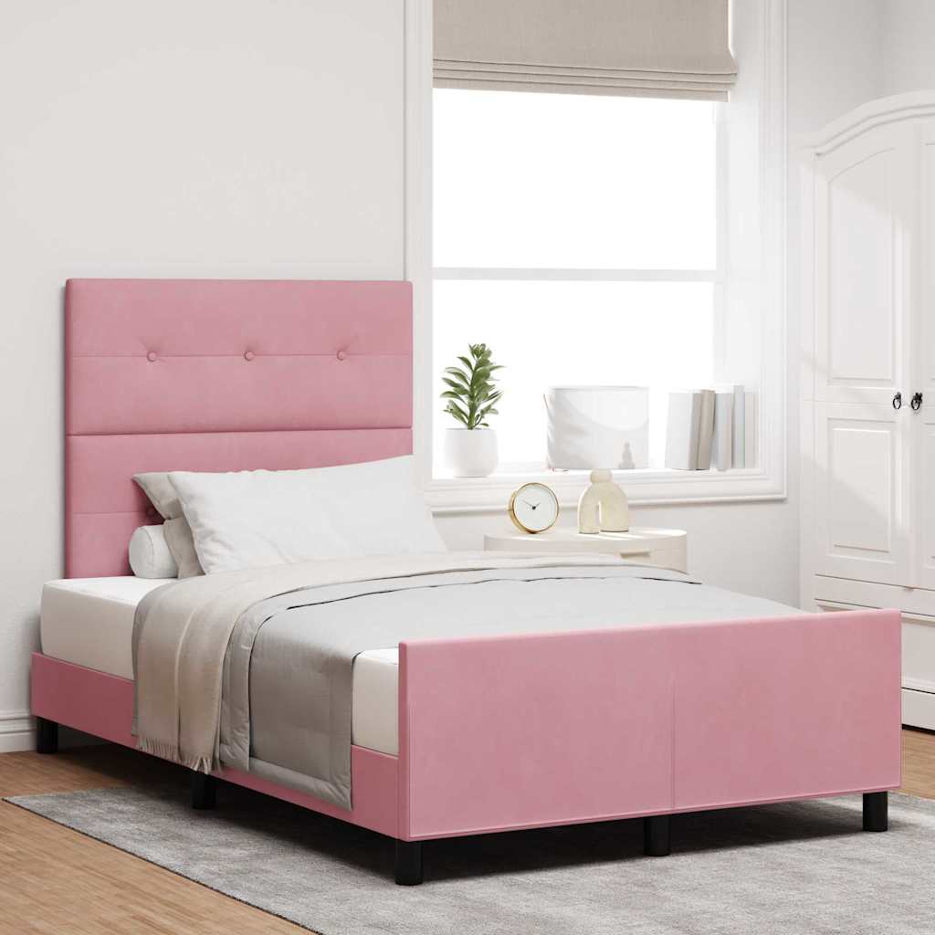 Boxspringbed met hoofdeinde Roze 120 x 200 cm Fluweel – afbeelding 1