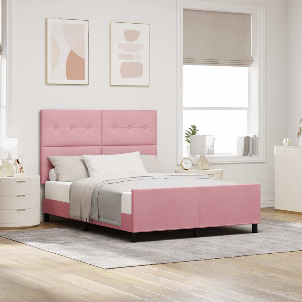 Boxspringbed met hoofdeinde Roze 140 x 190 cm Fluweel – afbeelding 1