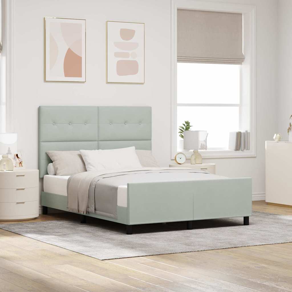Boxspringbed met hoofdeinde Lichtgrijs 140 x 200 cm Fluweel – afbeelding 1