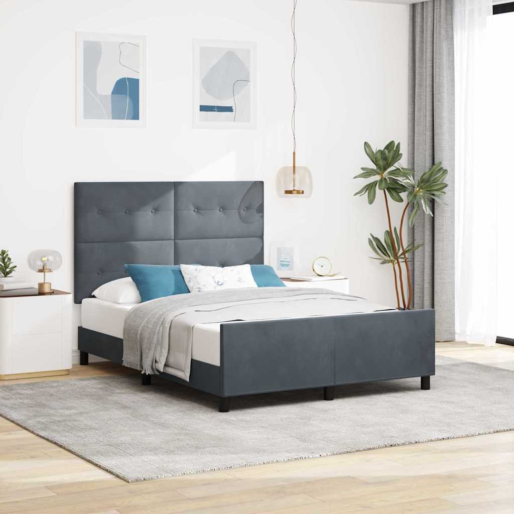 Boxspringbed met hoofdeinde Donkergrijs 140 x 200 cm Fluweel – afbeelding 1