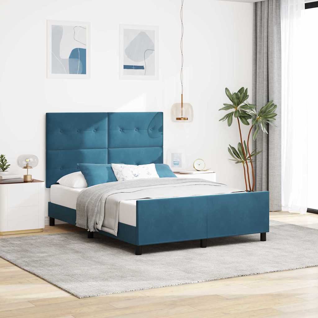 Boxspringbed met hoofdeinde Donkerblauw 140 x 200 cm Fluweel – afbeelding 1