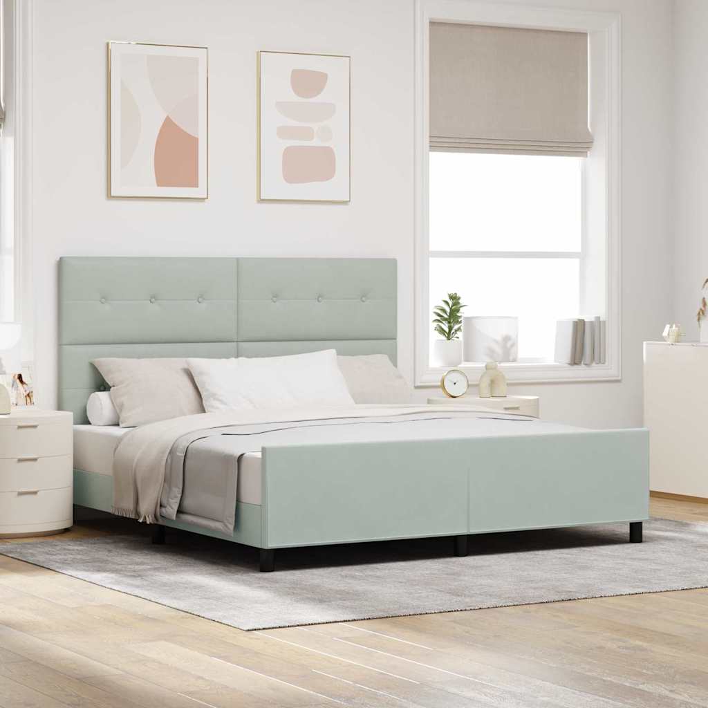 Boxspringbed met hoofdeinde Lichtgrijs 180 x 200 cm Fluweel – afbeelding 1