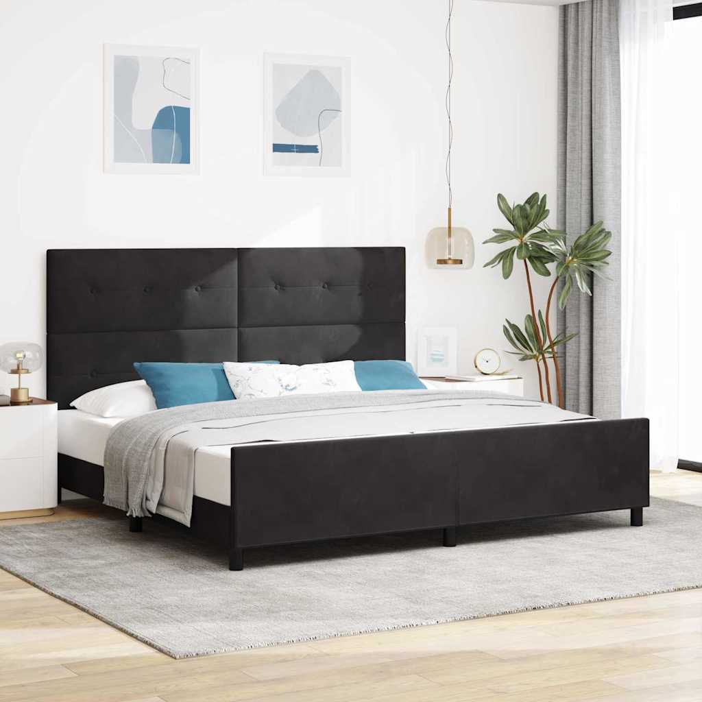 Boxspringbed met hoofdeinde Zwart 200 x 200 cm Fluweel – afbeelding 1