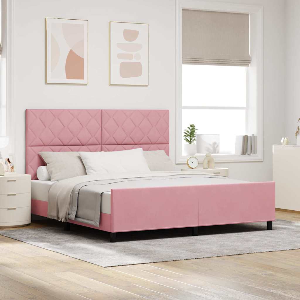 Boxspringbed met hoofdeinde Roze 180 x 200 cm Fluweel – afbeelding 1