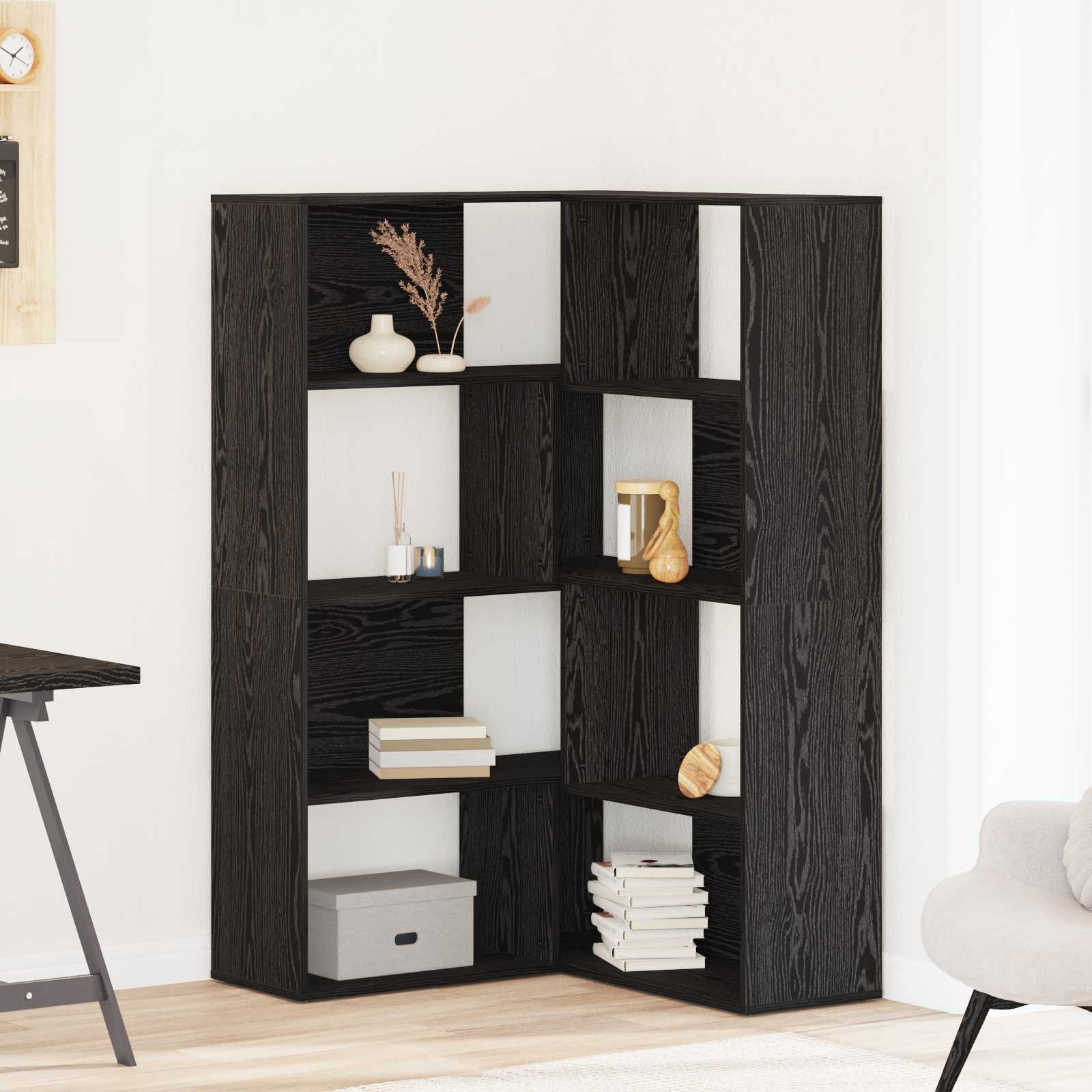 Kledingkast 6-laags 85 x 85 x 140 cm Bewerkt hout Zwart Eiken