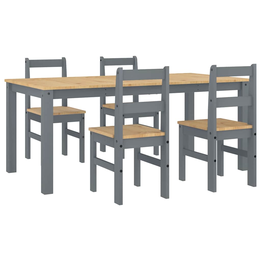 5-delige Eetset PANAMA massief grenenhout grijs – afbeelding 2