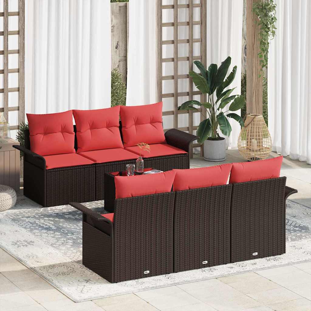 Tuin Sofa Set met kussen 7 pcs Bruin poly rattan