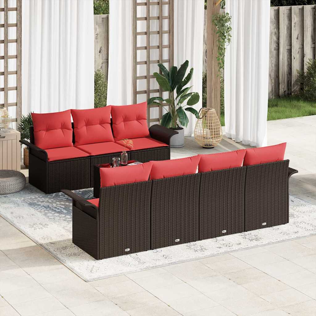 Tuin Sofa Set met kussen 8 pcs Bruin poly rattan – afbeelding 1