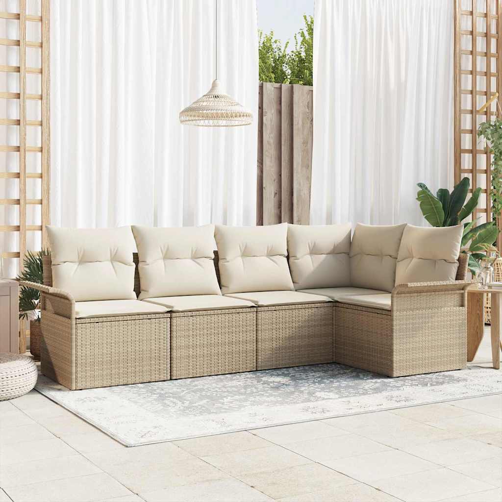Tuin Sofa Set met kussen 5 pcs poly rattan
