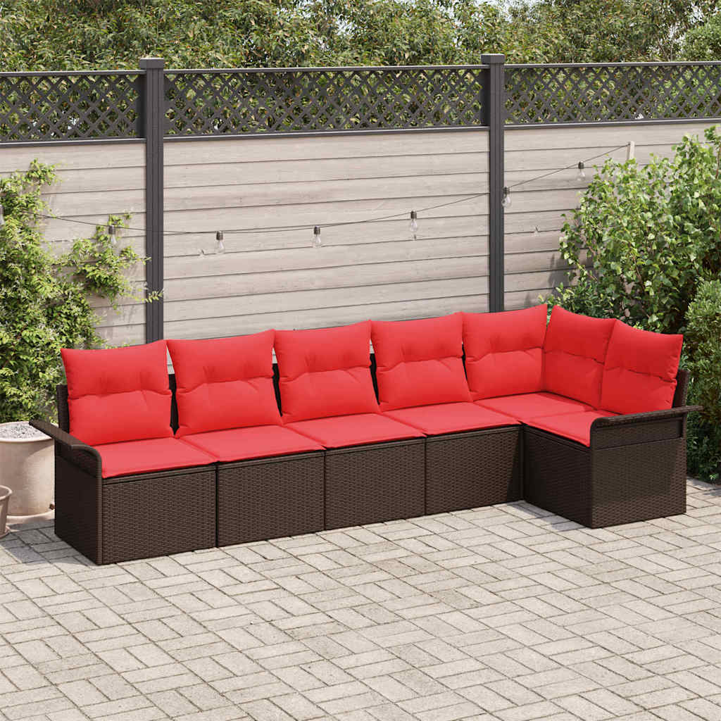 Tuin Sofa Set met kussen 6 pcs Bruin poly rattan – afbeelding 1
