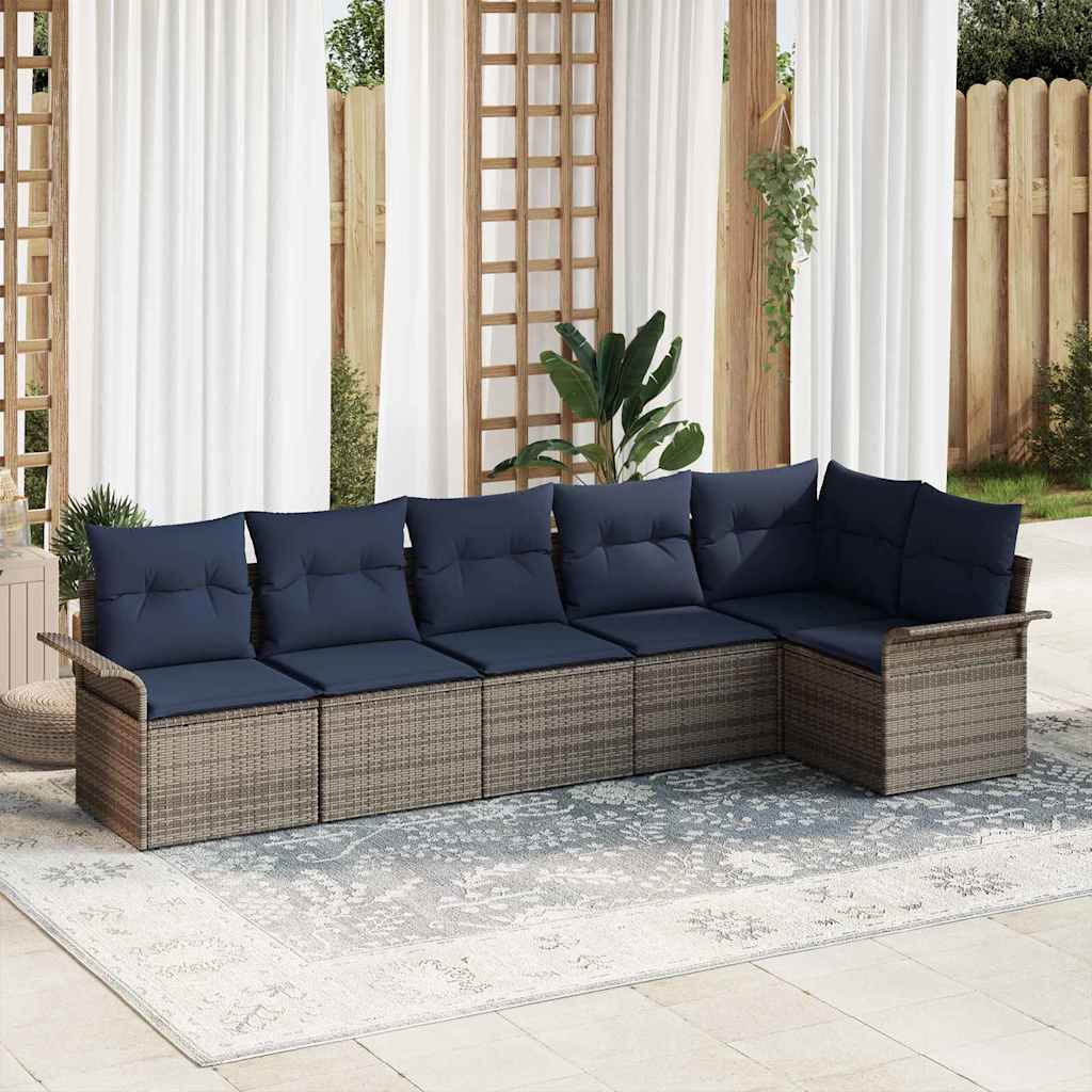 Tuin Sofa Set met kussen 6 pcs Grijs poly rattan – afbeelding 1
