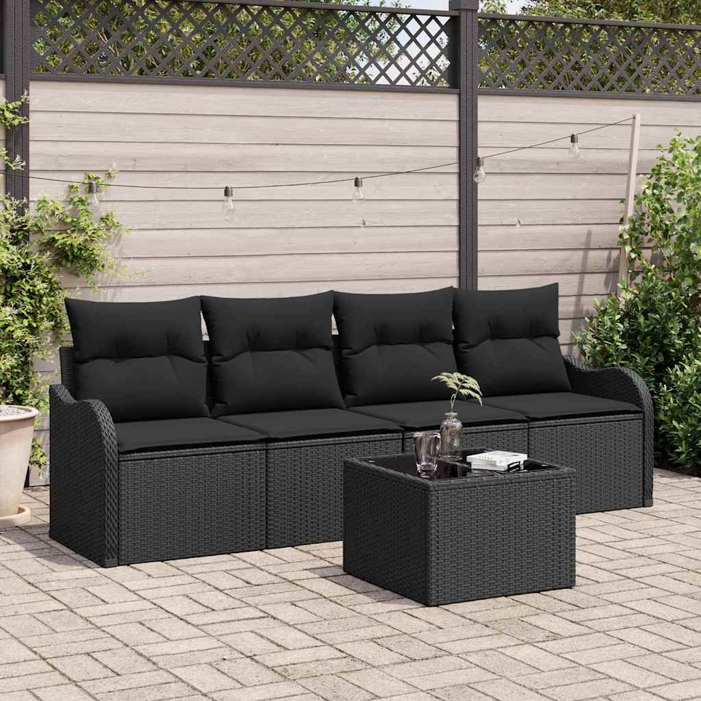 Tuin Sofa Set Zwart poly rattan