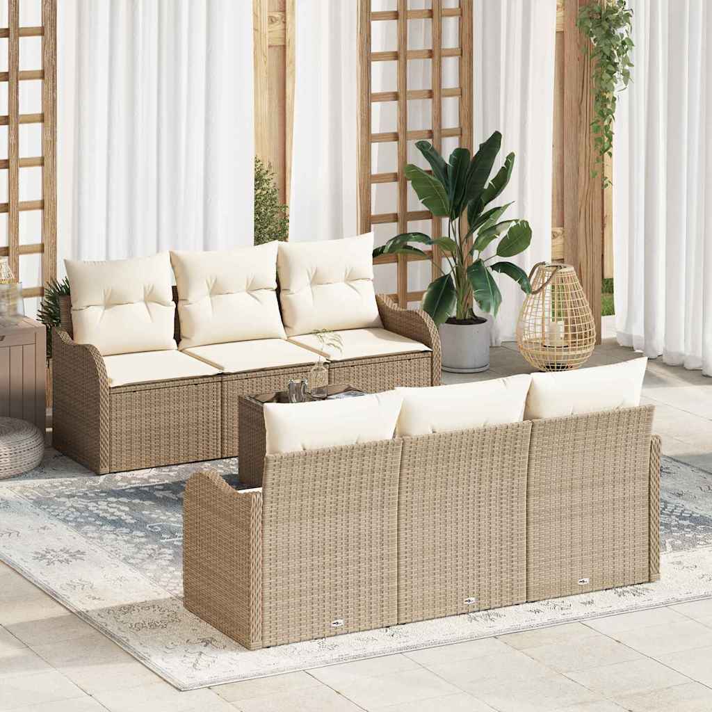 Tuin Sofa Set 7 pcs Beige poly rattan