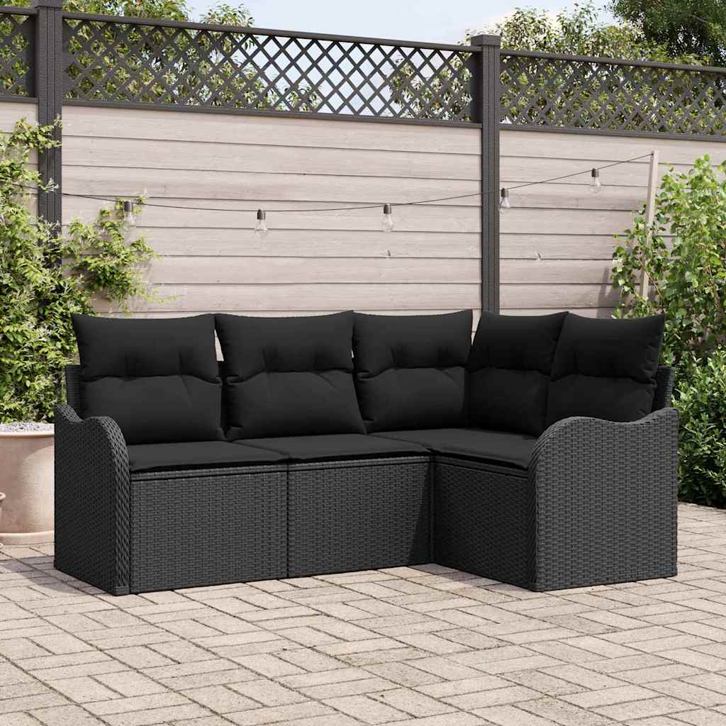 Tuin Sofa Set Zwart poly rattan – afbeelding 1