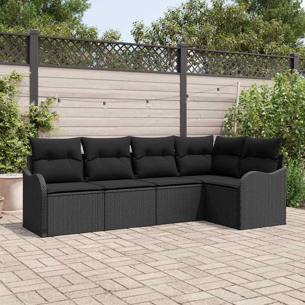 Tuin Sofa Set Zwart poly rattan – afbeelding 1