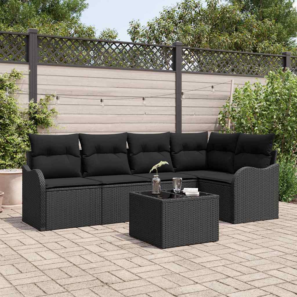 Tuin Sofa Set Zwart poly rattan – afbeelding 1