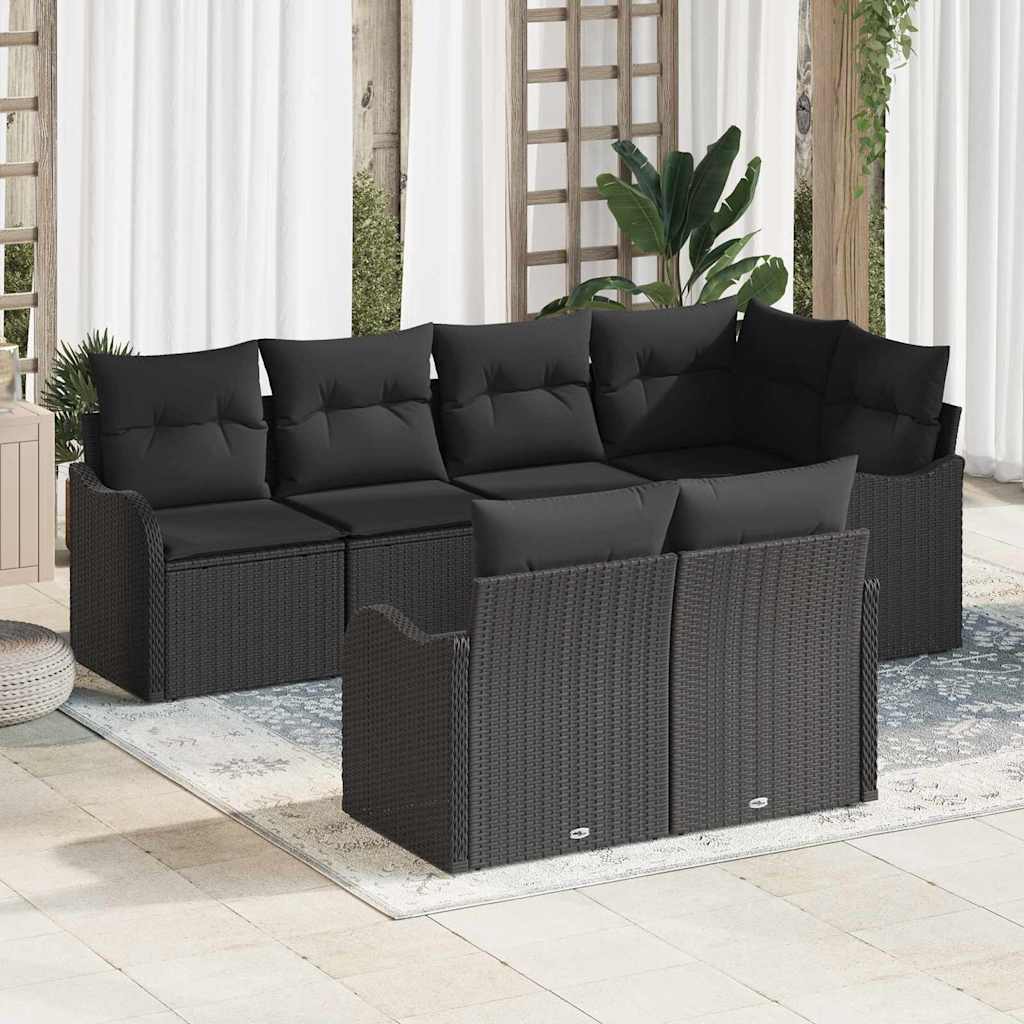 Tuin Sofa Set Zwart poly rattan – afbeelding 1