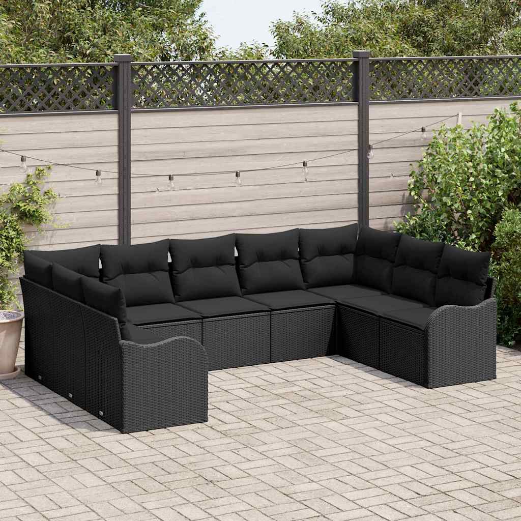 Tuin Sofa Set Zwart poly rattan – afbeelding 1