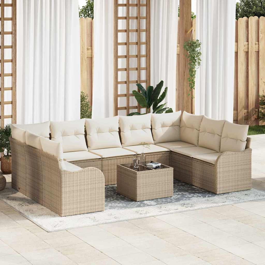 Tuin Sofa Set Beige poly rattan – afbeelding 1