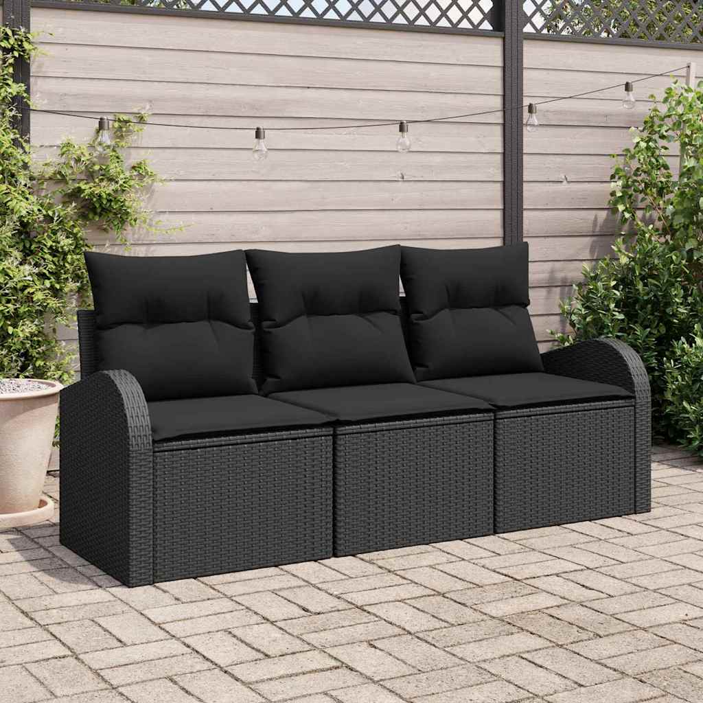 Tuin Sofa Set Zwart poly rattan – afbeelding 1