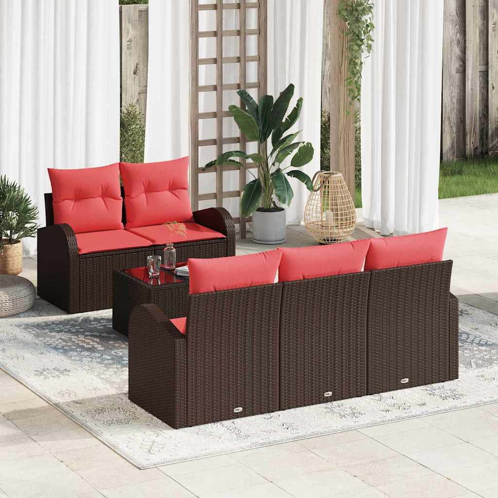 Bankstel met kussen 6 pcs Bruin Polyester