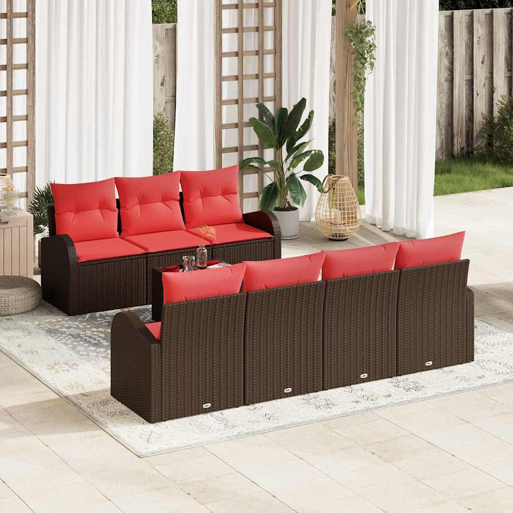 Bankstel 8 pcs Bruin en Rood Polyester
