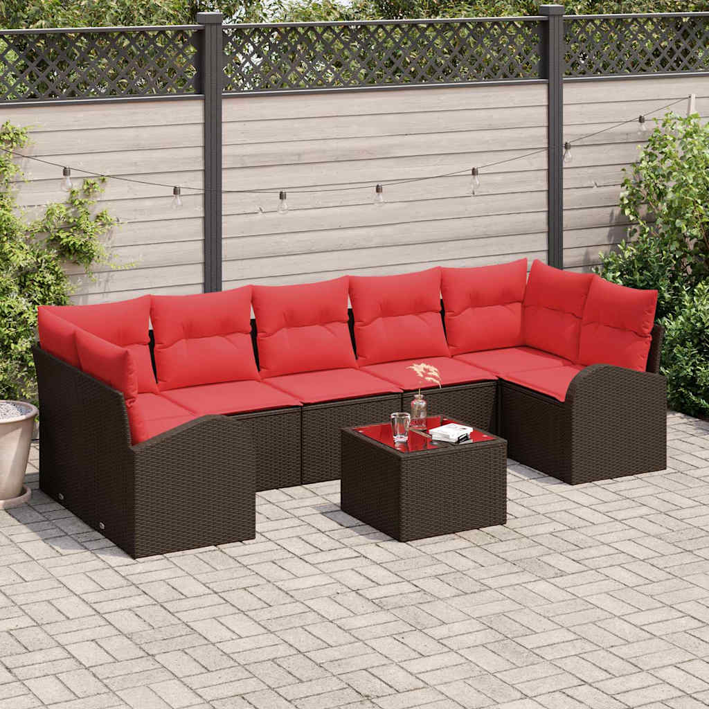 Tuin Sofa Set Bruin en Rood 55 x 55 x 37 cm poly rattan