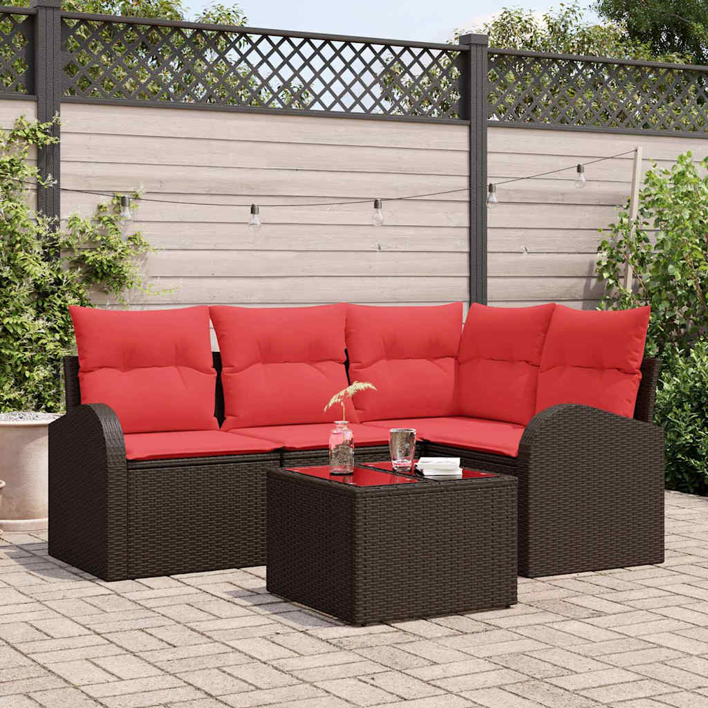 Tuin Sofa Set 5 pcs Bruin poly rattan – afbeelding 1