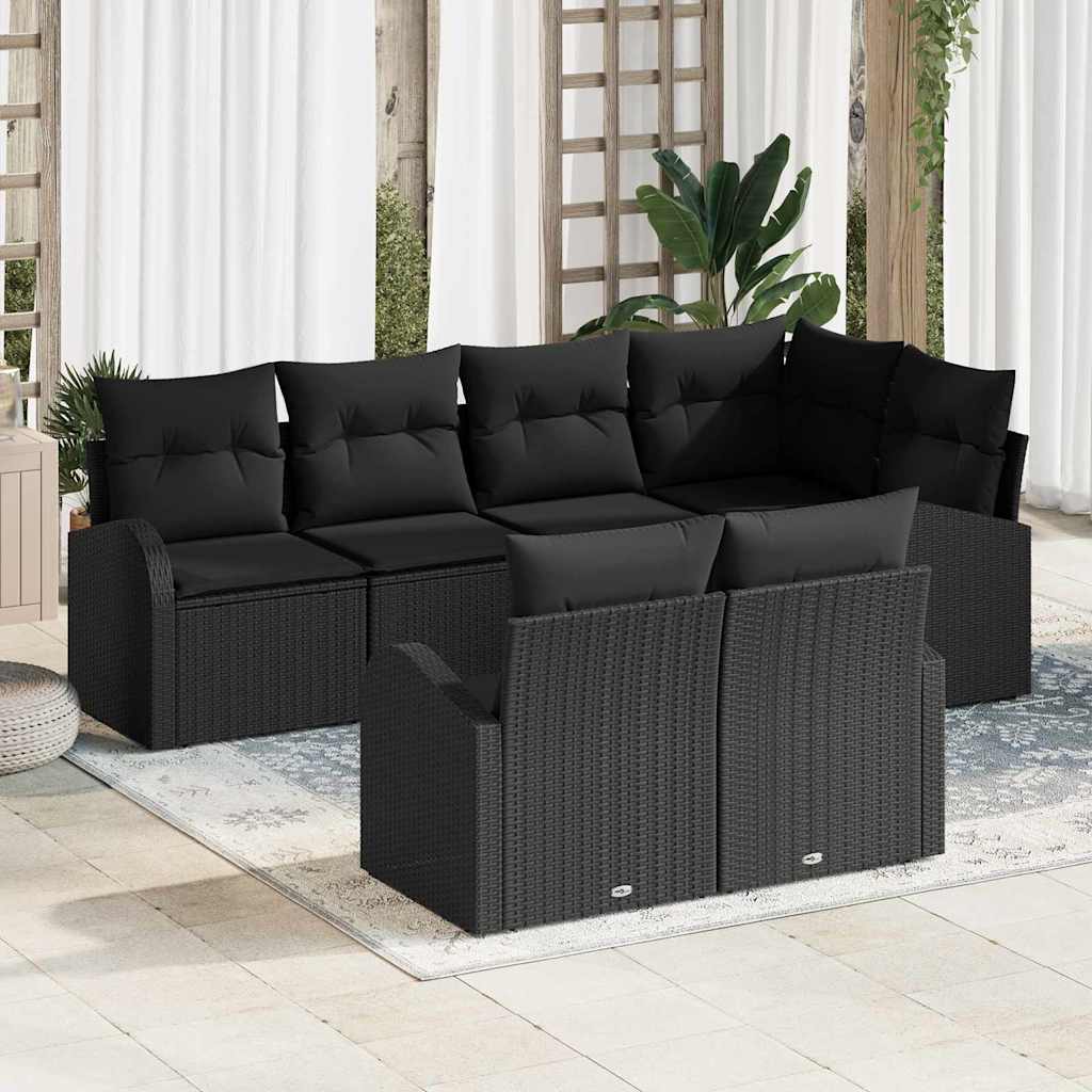 Tuin Sofa Set Zwart poly rattan