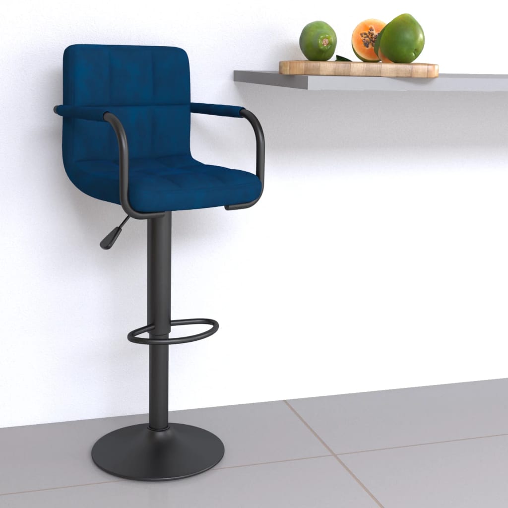 Barkruk fluweel blauw