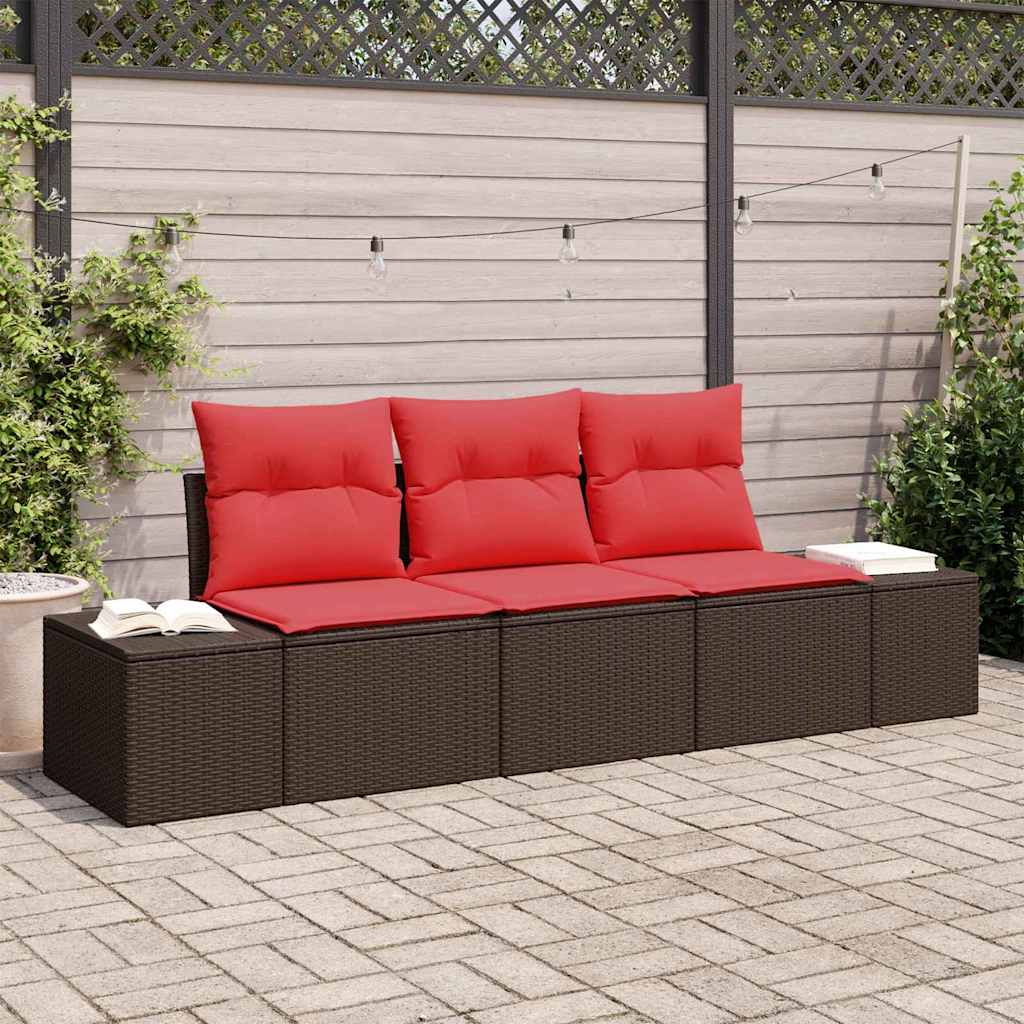 Bankstel met kussen 3 pcs Bruin poly rattan – afbeelding 1