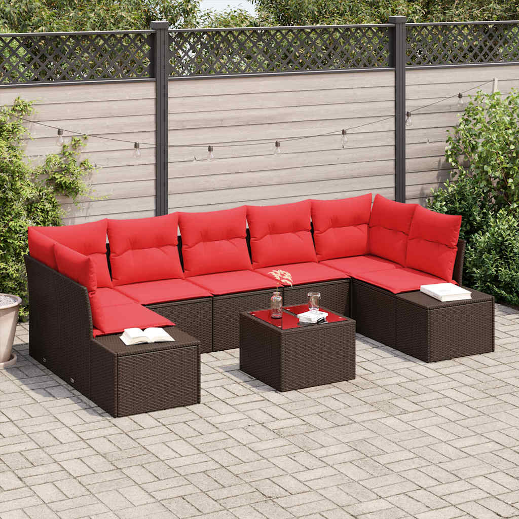 Tuin Sofa Set met kussen 8 pcs Bruin poly rattan – afbeelding 1