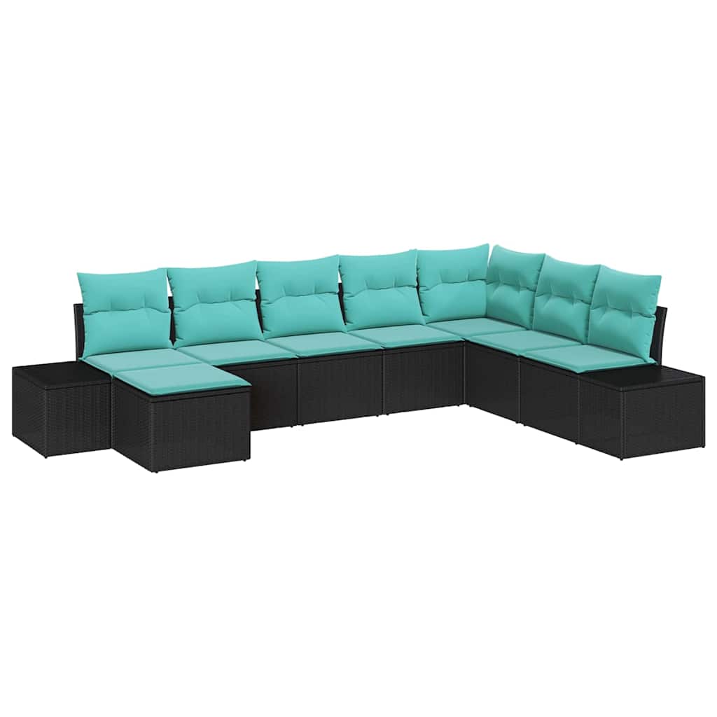 Tuin Sofa Set met kussen 8 pcs Zwart poly rattan – afbeelding 2