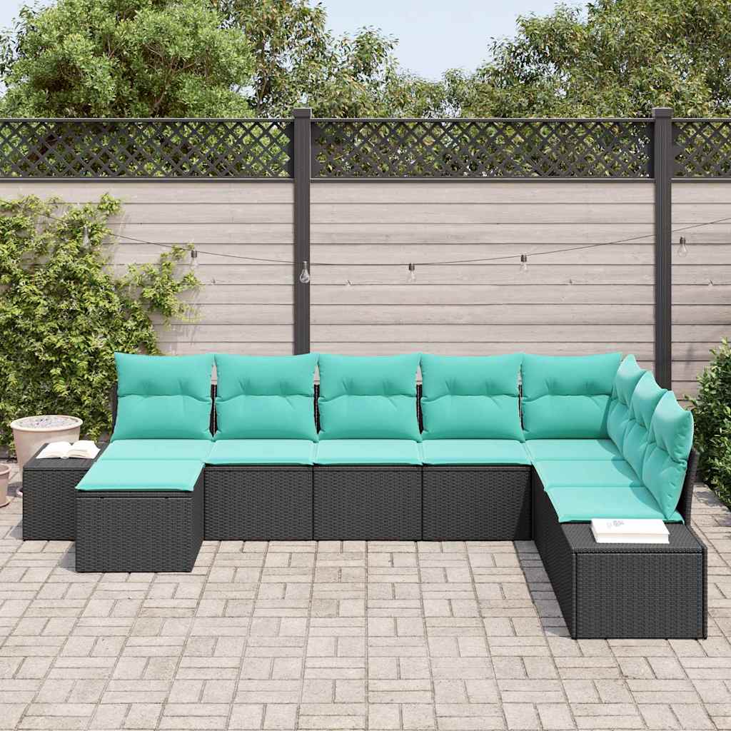 Tuin Sofa Set met kussen 8 pcs Zwart poly rattan – afbeelding 3