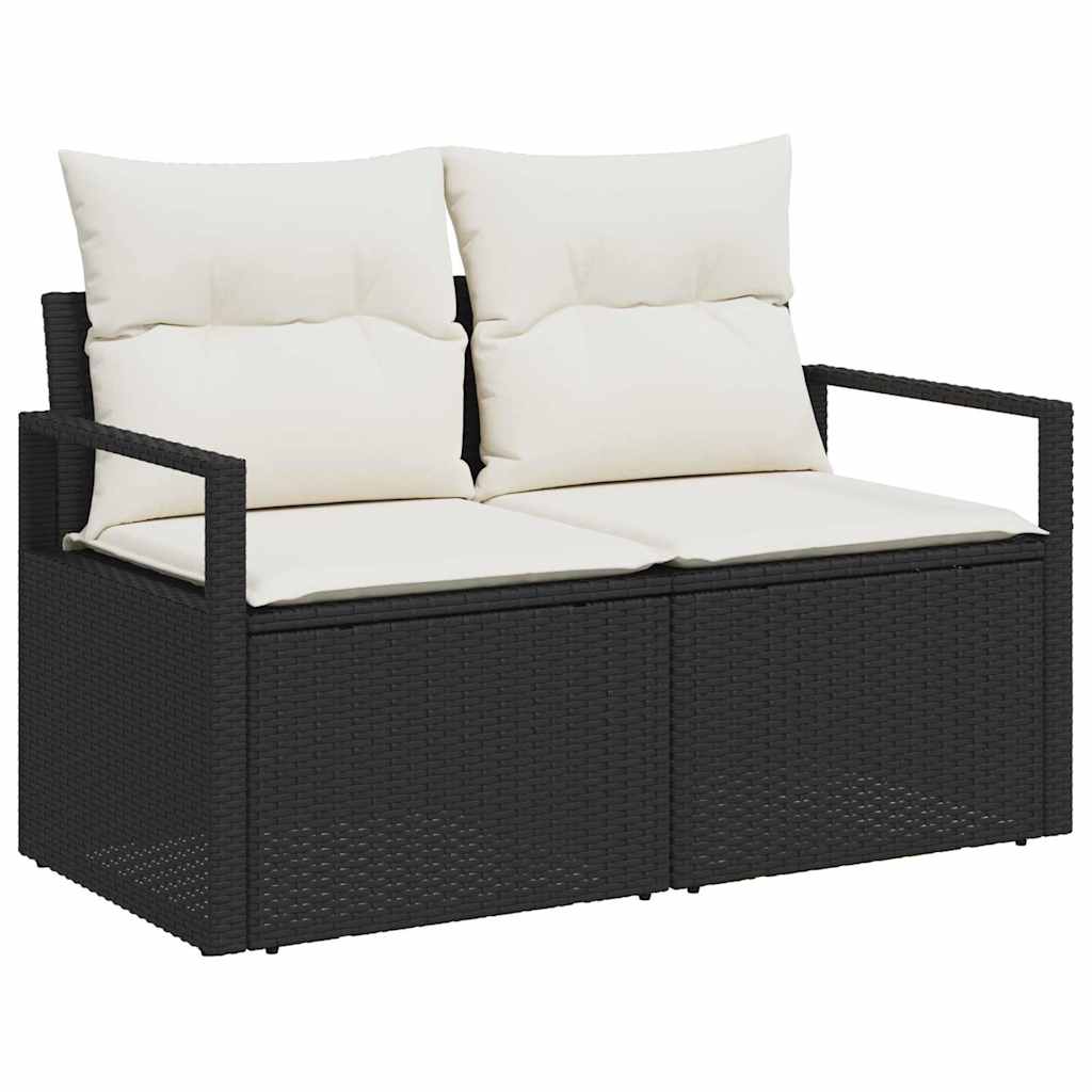 Tuinbankenset 5 st Zwart poly rattan – afbeelding 4