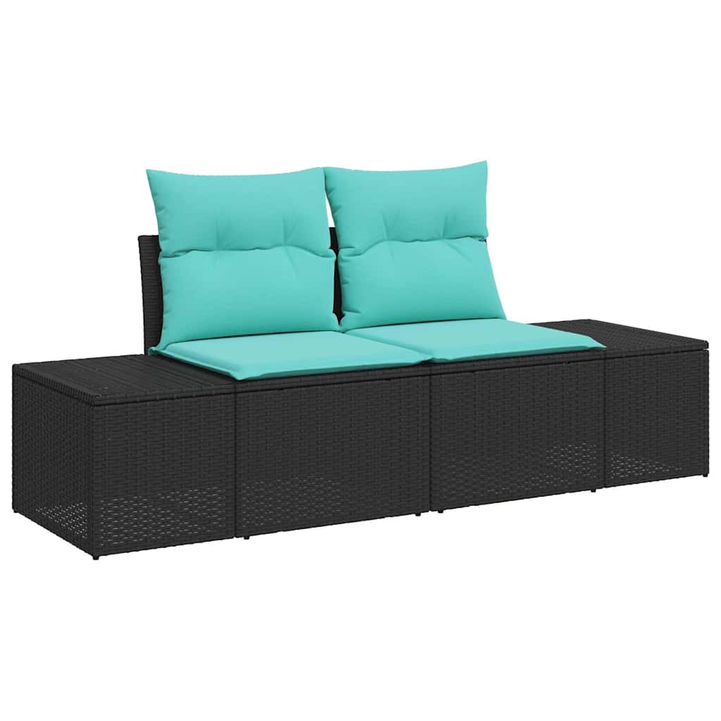 Tuinbankenset met kussen 8 pcs Zwart poly rattan – afbeelding 4