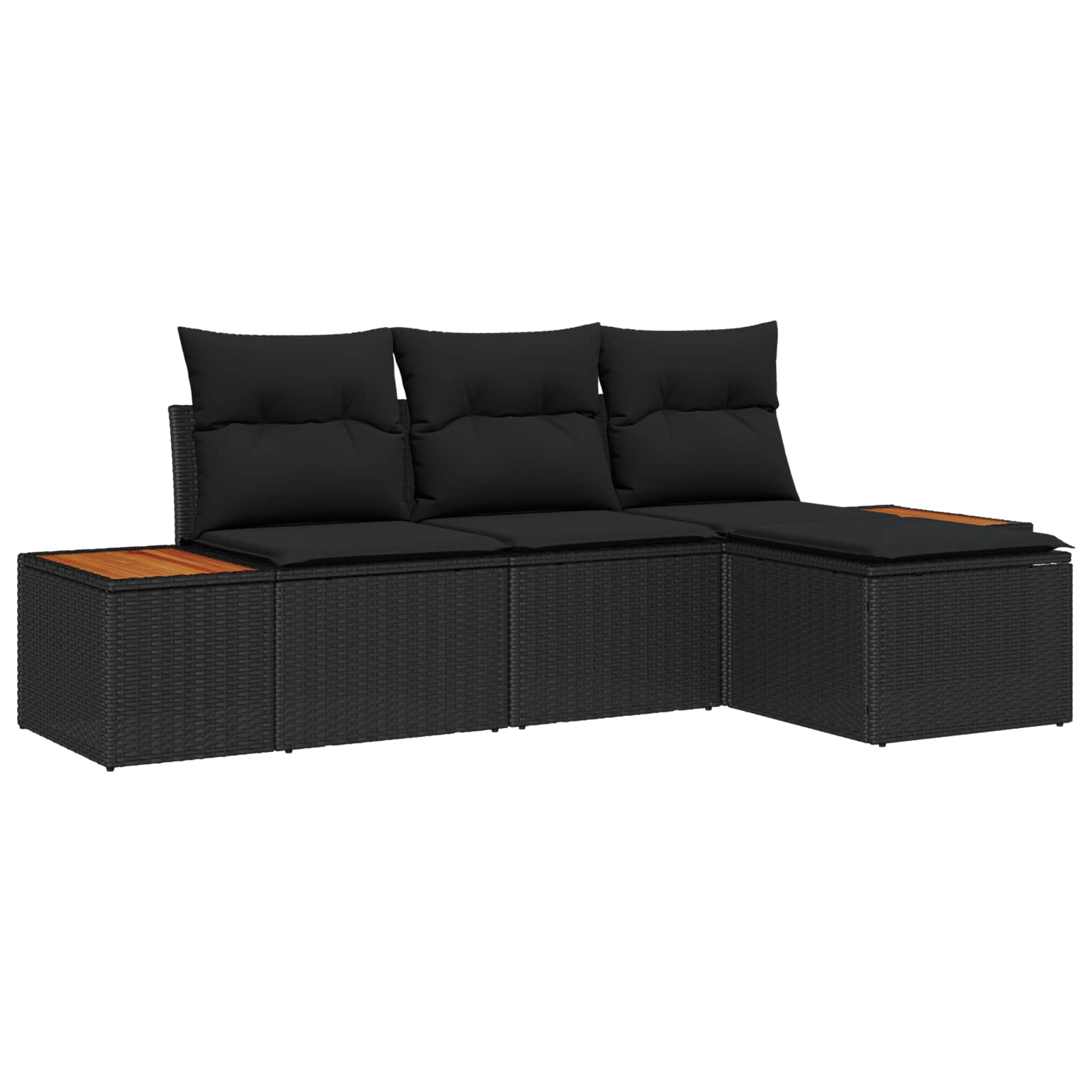 Tuin Sofa Set met kussen met kussen 4 pcs Zwart poly rattan