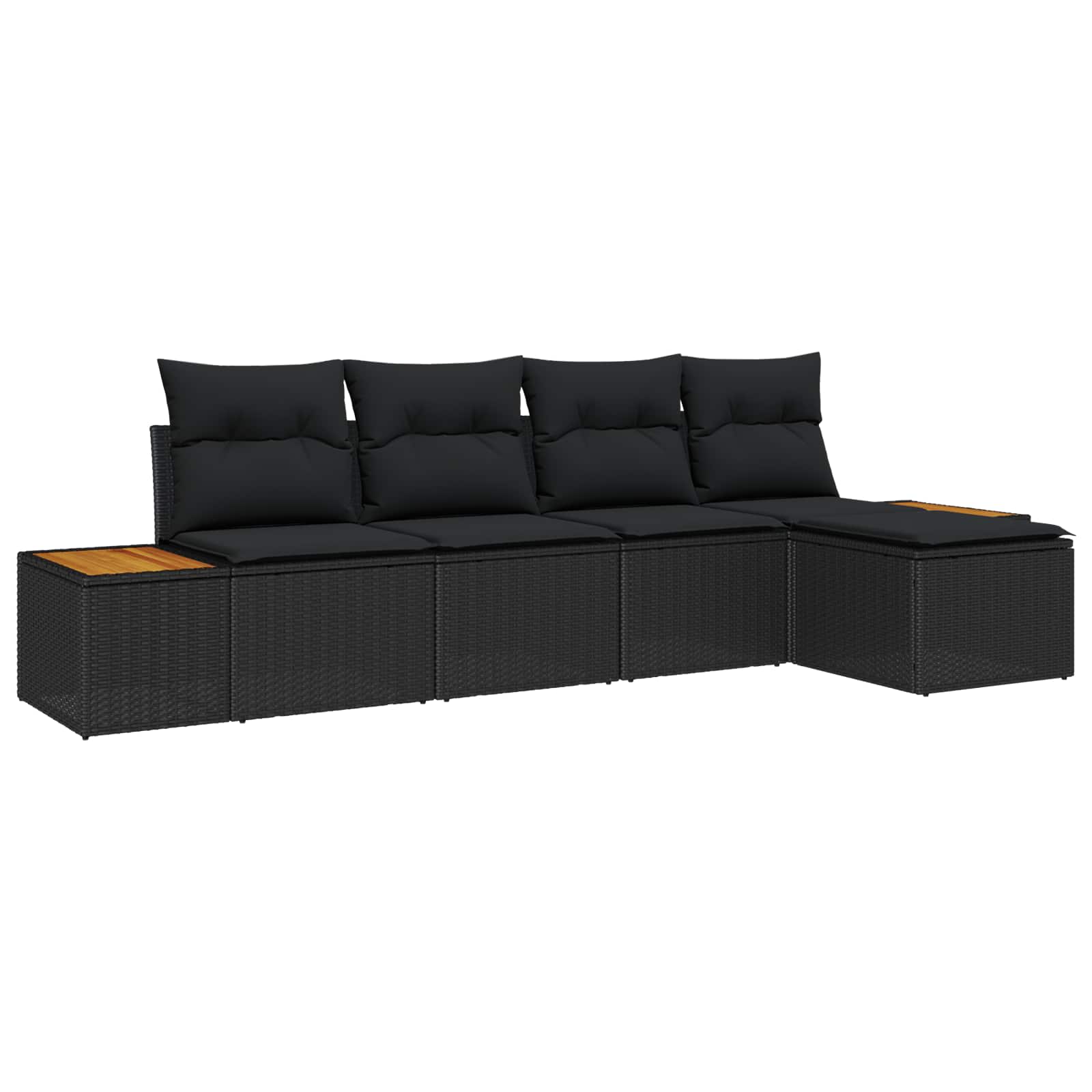 Tuinbankenset met kussen 5 pcs Zwart Poly riet – afbeelding 1