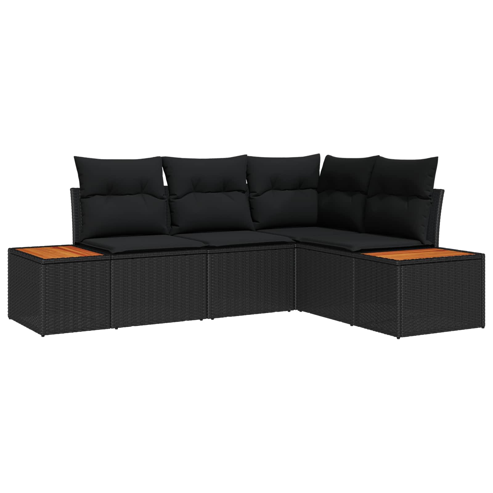 Tuinbankenset met kussen 5 pcs Zwart Poly riet – afbeelding 1