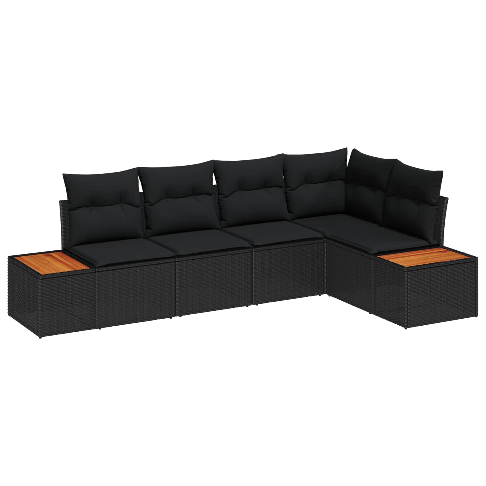 Tuinbankenset met kussen 5 pcs Zwart Poly riet – afbeelding 1