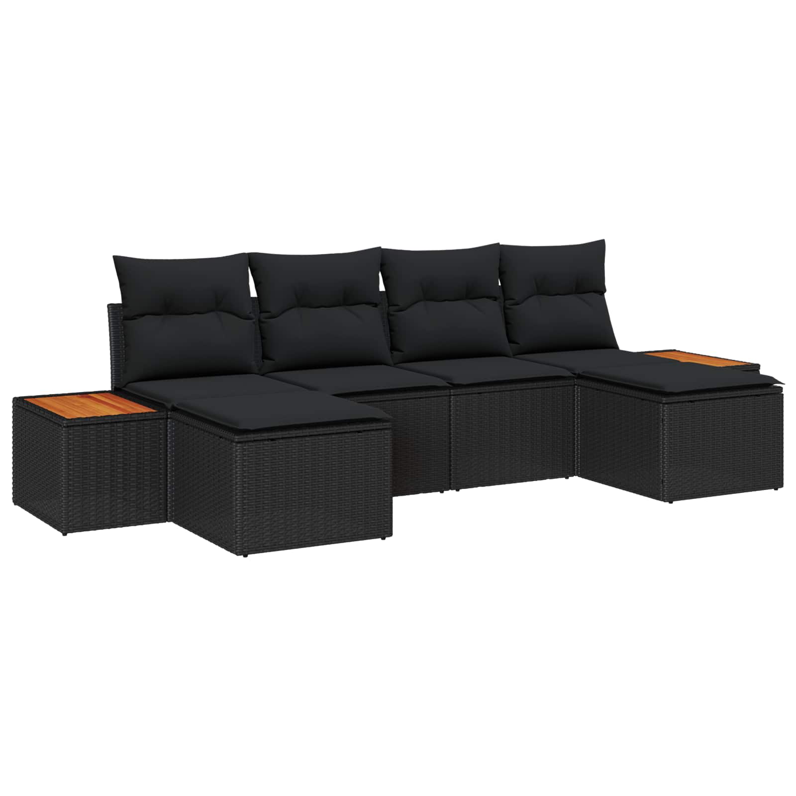 Tuin Sofa Set met kussen 6 pcs Zwart poly rattan – afbeelding 1