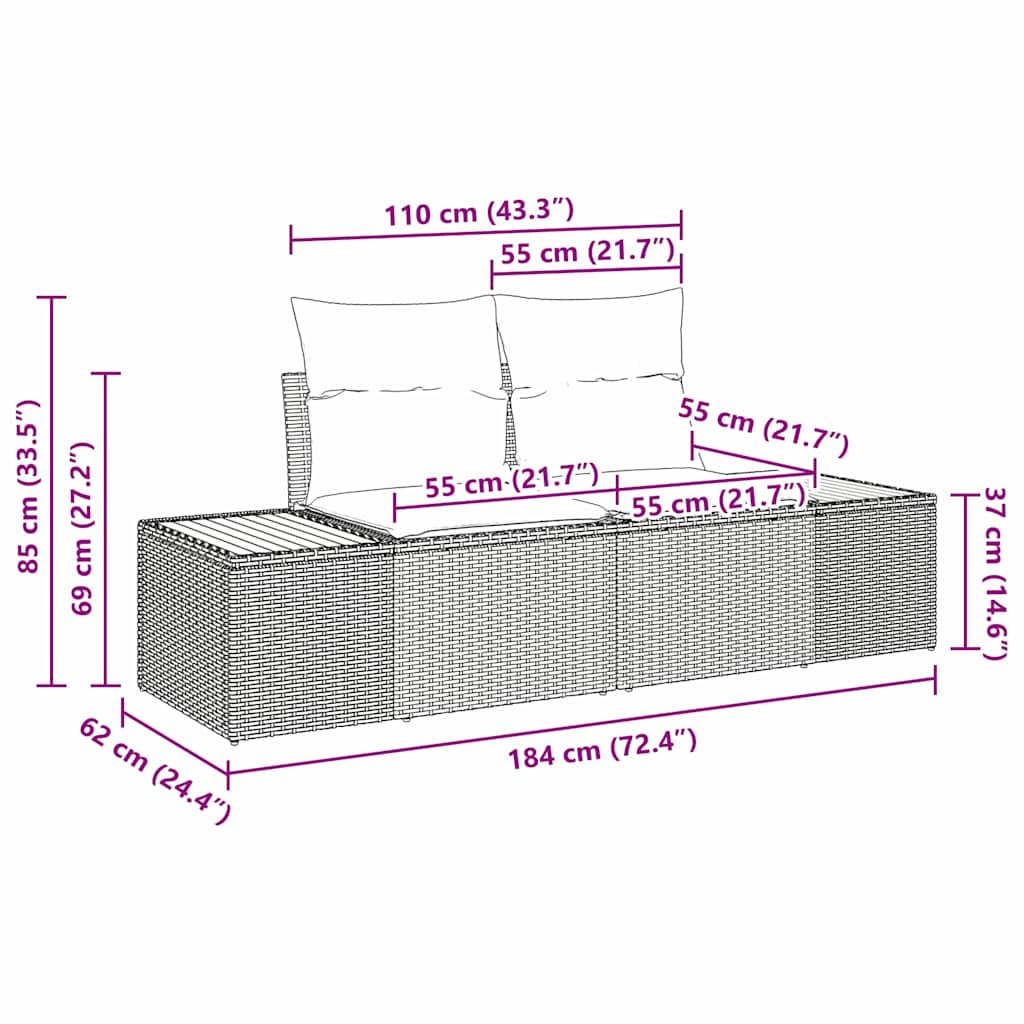 Tuinbankenset 8 st Zwart Poly riet – afbeelding 10