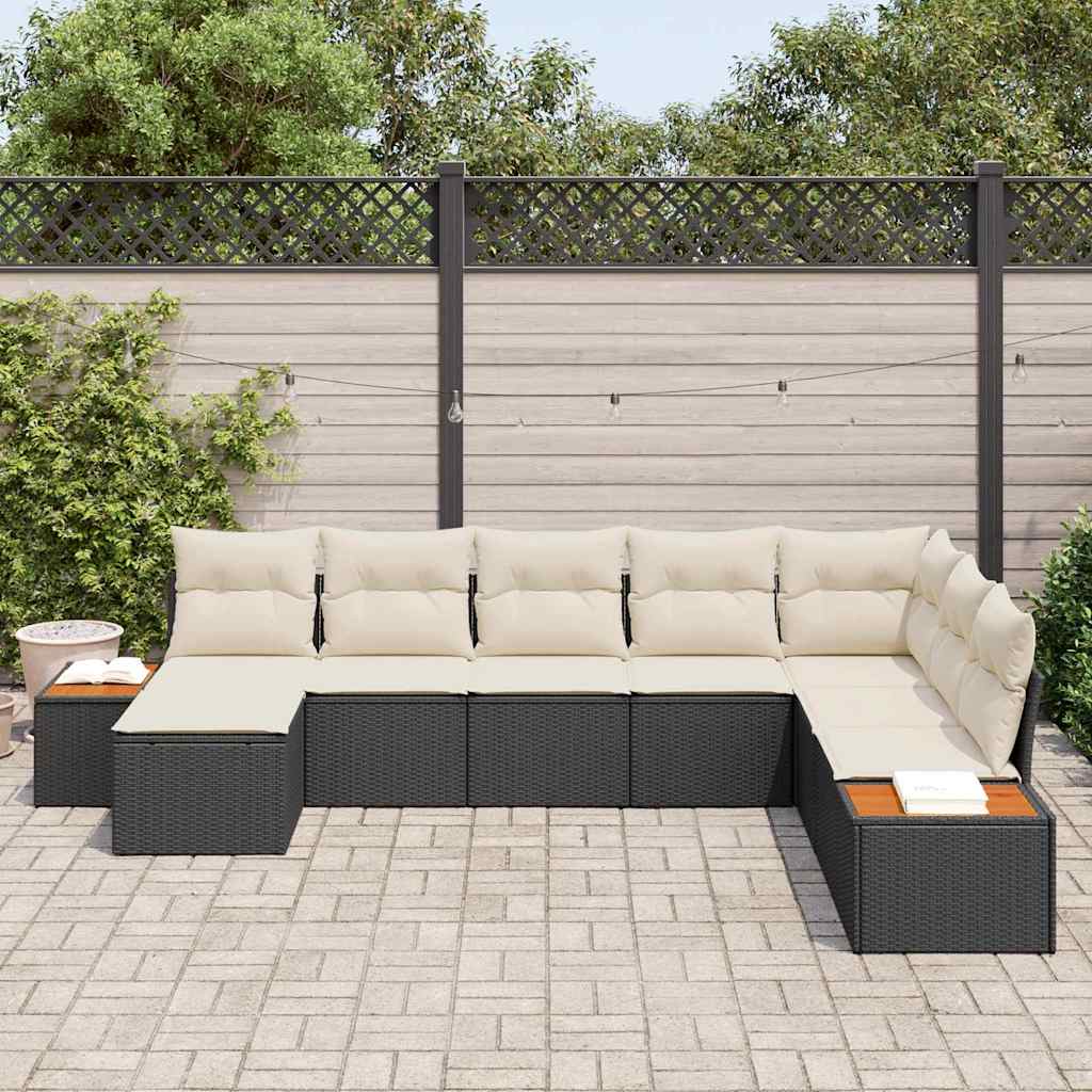 Tuinbankenset 8 st Zwart Poly riet – afbeelding 3
