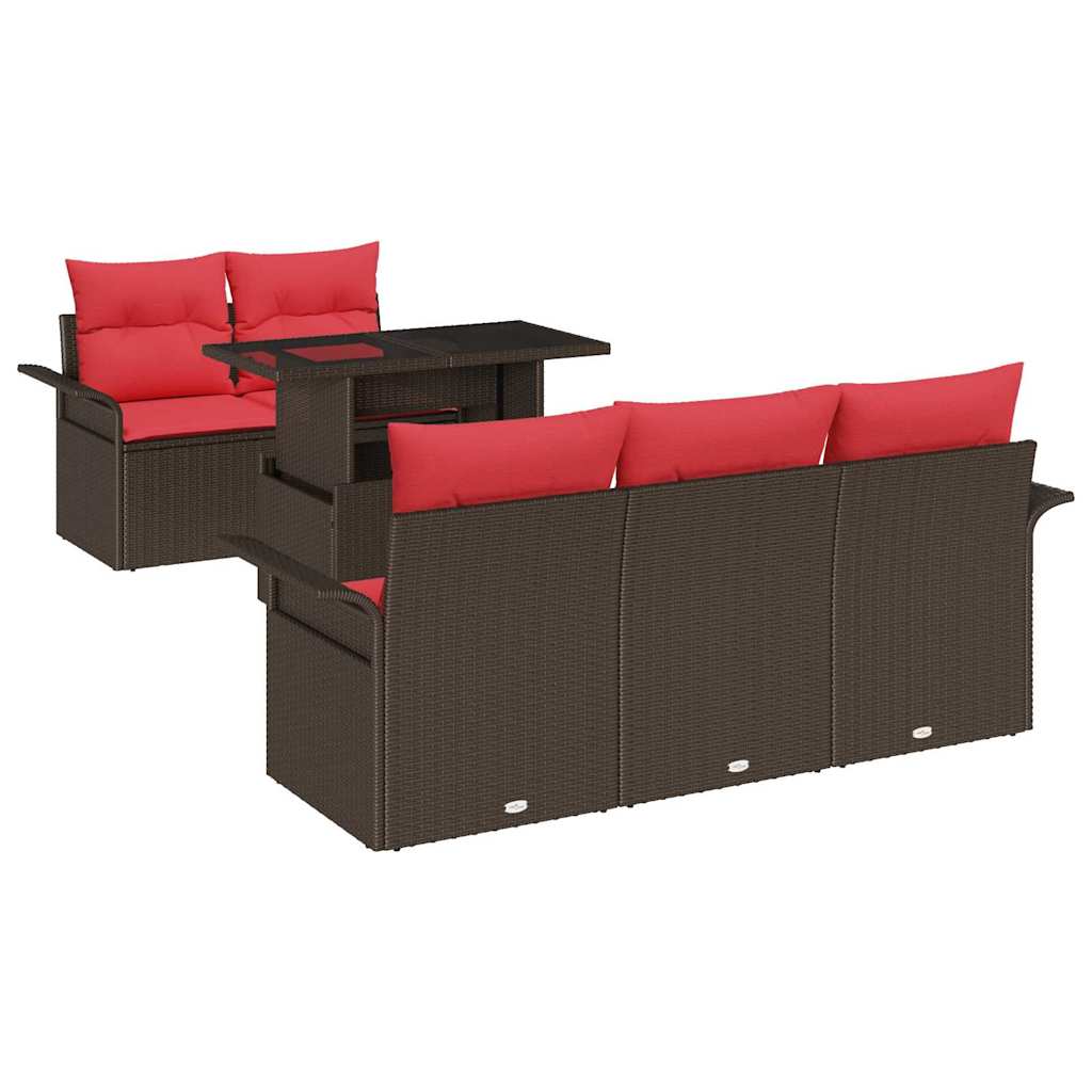 Tuin Sofa Set met kussen 6 pcs Bruin poly rattan – afbeelding 2