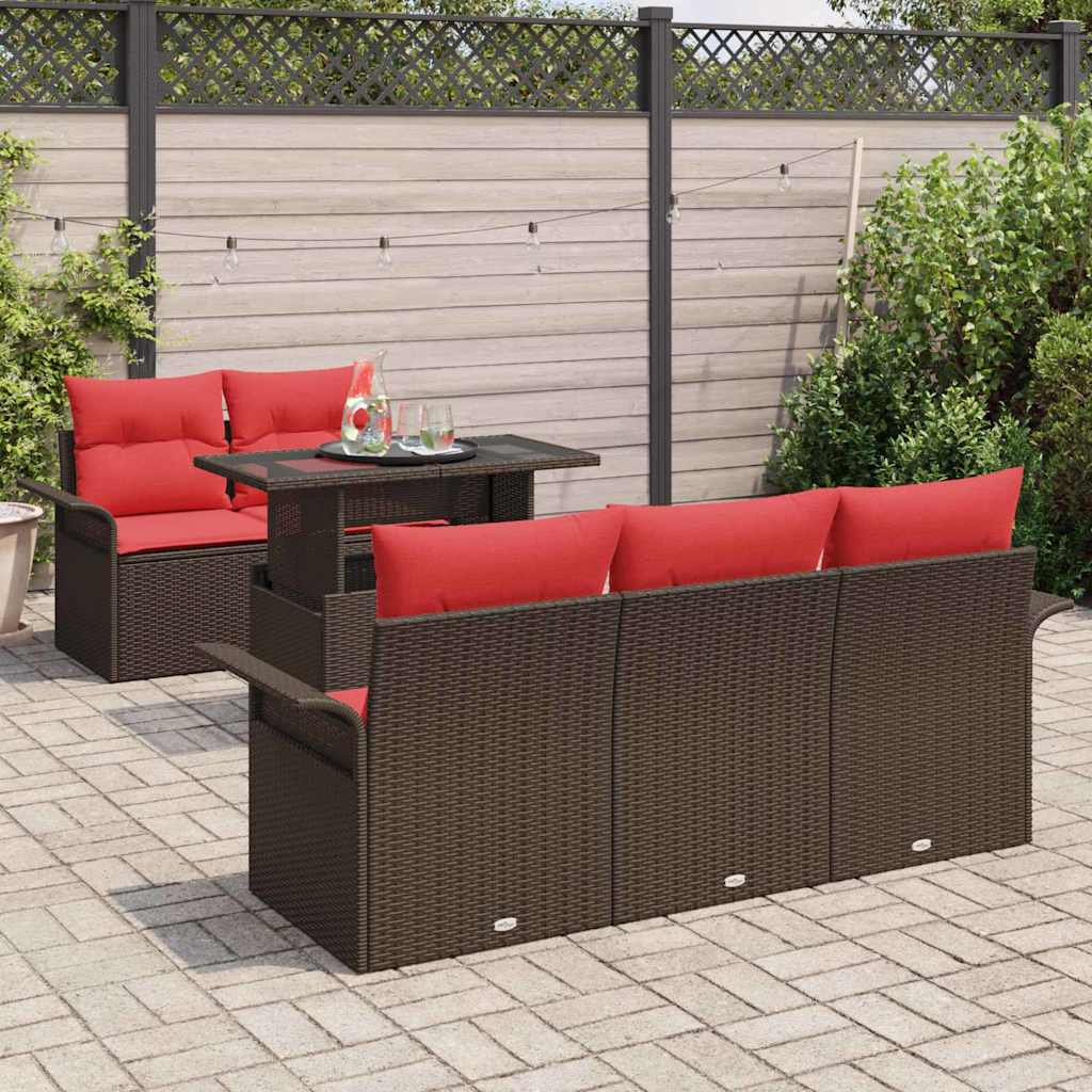 Tuin Sofa Set met kussen 6 pcs Bruin poly rattan – afbeelding 3