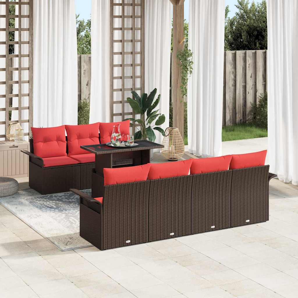 Tuin Sofa Set met kussen 8 pcs Bruin poly rattan – afbeelding 1