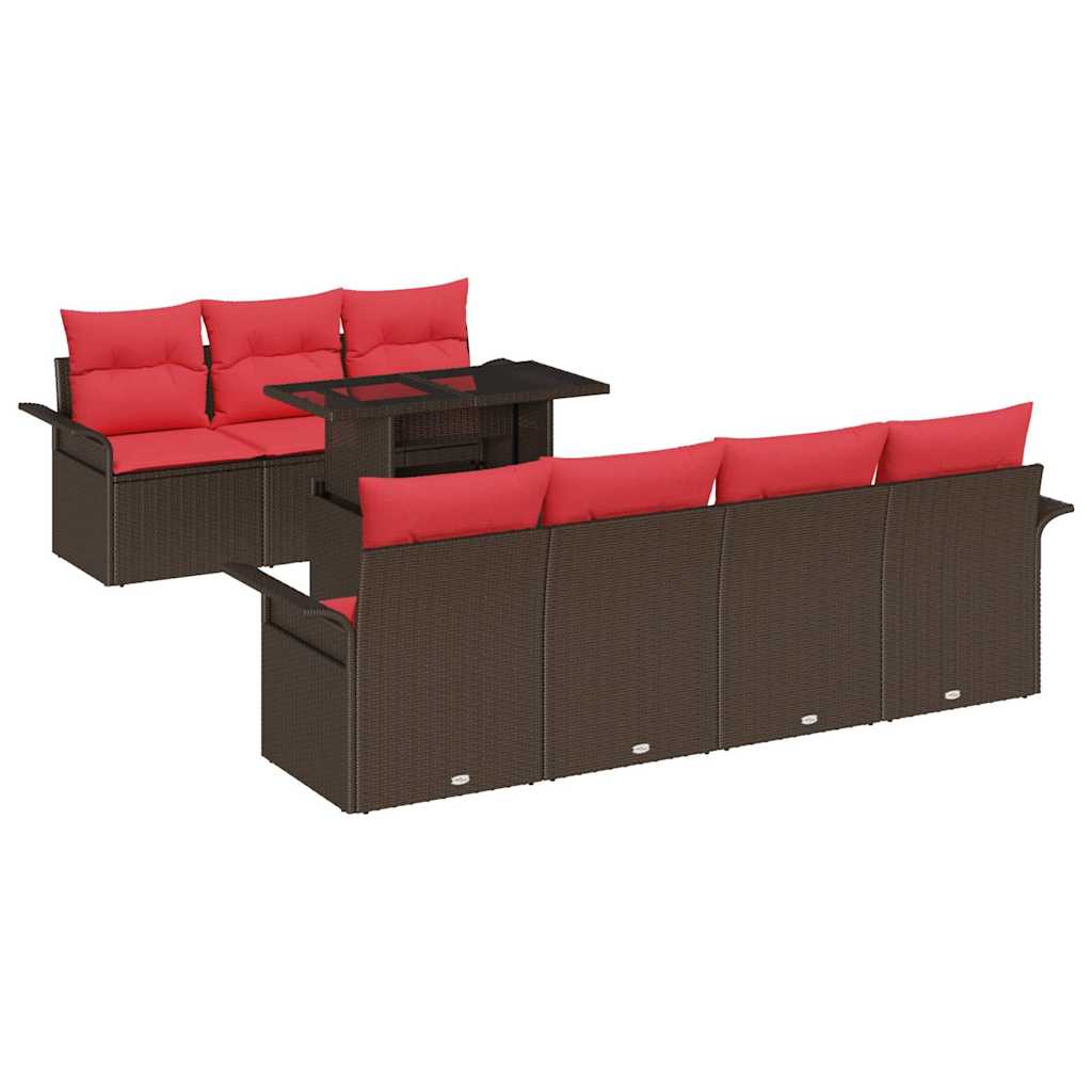 Tuin Sofa Set met kussen 8 pcs Bruin poly rattan – afbeelding 2
