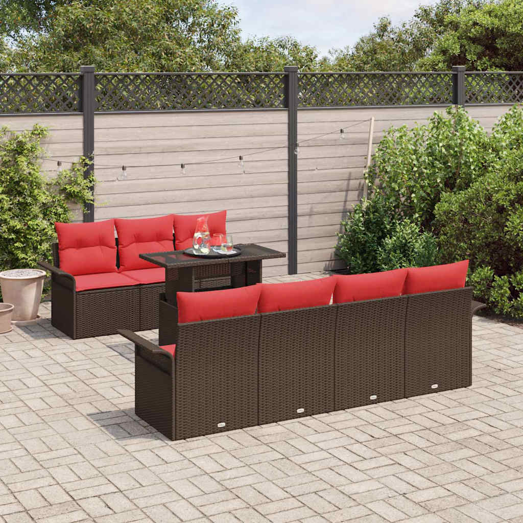 Tuin Sofa Set met kussen 8 pcs Bruin poly rattan – afbeelding 3