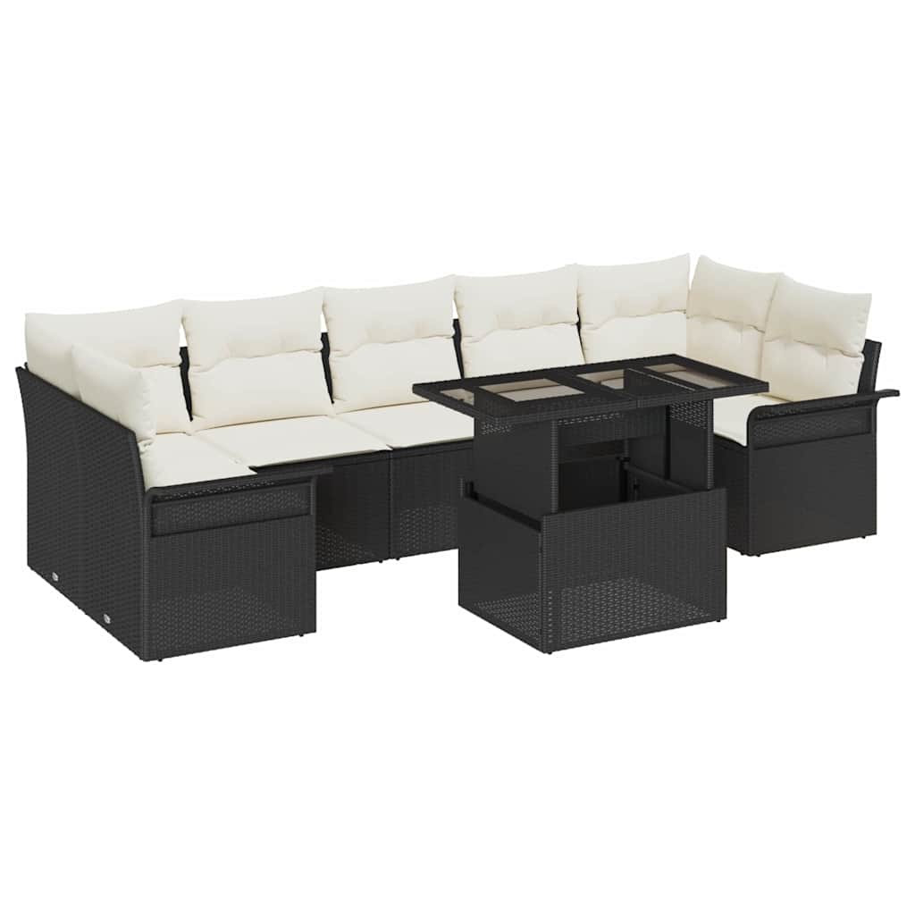 Tuin Sofa Set 8 st Zwart poly rattan – afbeelding 2